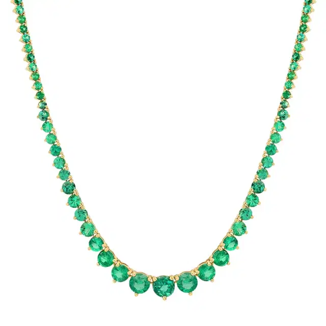 Jennifer Meyer Luxe Graduated 3-Prong Emerald Tennis Necklace