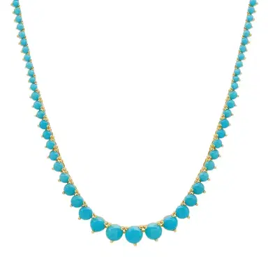 Jennifer Meyer Luxe Graduated 3-Prong Turquoise Tennis Necklace | Thumbnail 1 Jennifer Meyer Luxe Graduated 3-Prong Turquoise Tennis Necklace | Thumbnail 1