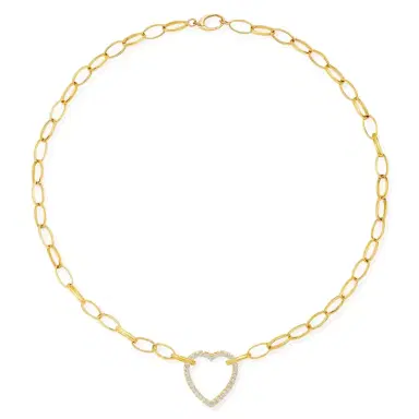 Jennifer Meyer Medium Edith Link Necklace with Diamond Open Heart Accent | Thumbnail 2 Jennifer Meyer Medium Edith Link Necklace with Diamond Open Heart Accent | Thumbnail 2