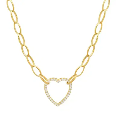 Jennifer Meyer Medium Edith Link Necklace with Diamond Open Heart Accent | Thumbnail 1 Jennifer Meyer Medium Edith Link Necklace with Diamond Open Heart Accent | Thumbnail 1
