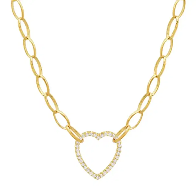 Jennifer Meyer Medium Edith Link Necklace with Diamond Open Heart Accent