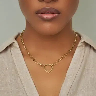 Jennifer Meyer Medium Edith Link Necklace with Large Open Heart Accent | Thumbnail 3 Jennifer Meyer Medium Edith Link Necklace with Large Open Heart Accent | Thumbnail 3