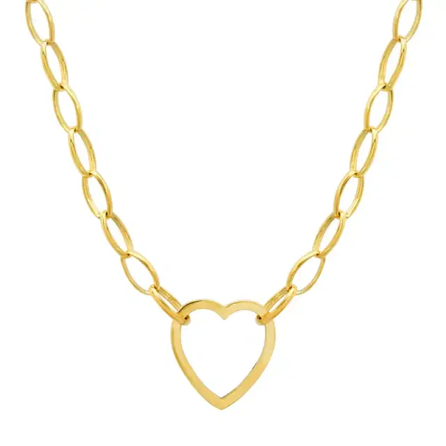 Jennifer Meyer Medium Edith Link Necklace with Large Open Heart Accent