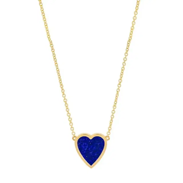 Jennifer Meyer Mini Lapis Inlay Heart Necklace