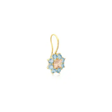 Jennifer Meyer Petite Statement Aquamarine Flower Drop Earrings with Morganite Center | Thumbnail 2