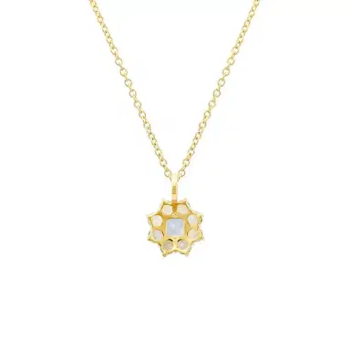 Jennifer Meyer Petite Statement Morganite Flower Pendant Necklace with Aquamarine Center | Thumbnail 2