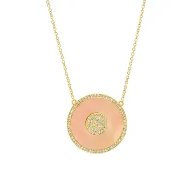 Jennifer Meyer Pink Opal and Diamond Inlay Evil Eye Necklace | Thumbnail 1 Jennifer Meyer Pink Opal and Diamond Inlay Evil Eye Necklace | Thumbnail 1