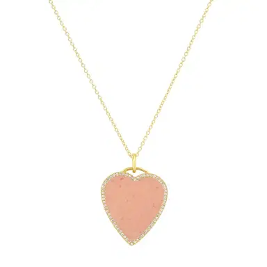Jennifer Meyer Pink Opal Inlay Heart Necklace with Diamonds | Thumbnail 2 Jennifer Meyer Pink Opal Inlay Heart Necklace with Diamonds | Thumbnail 2