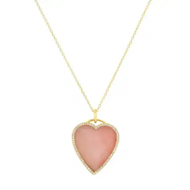 Jennifer Meyer Pink Opal Inlay Heart Necklace with Diamonds | Thumbnail 3 Jennifer Meyer Pink Opal Inlay Heart Necklace with Diamonds | Thumbnail 3