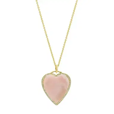 Jennifer Meyer Pink Opal Inlay Heart Necklace with Diamonds | Thumbnail 4 Jennifer Meyer Pink Opal Inlay Heart Necklace with Diamonds | Thumbnail 4