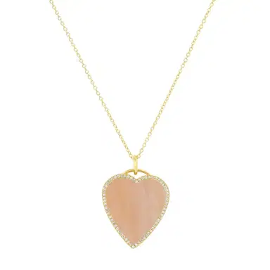 Jennifer Meyer Pink Opal Inlay Heart Necklace with Diamonds | Thumbnail 1 Jennifer Meyer Pink Opal Inlay Heart Necklace with Diamonds | Thumbnail 1