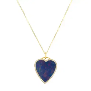 Jennifer Meyer Red Boulder Opal Inlay Heart Necklace with Diamonds | Thumbnail 2 Jennifer Meyer Red Boulder Opal Inlay Heart Necklace with Diamonds | Thumbnail 2