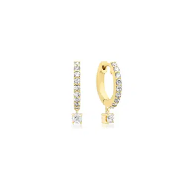 Jennifer Meyer Small Diamond Huggies with 4-Prong Set Diamond Drop | Thumbnail 2