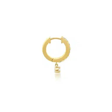 Jennifer Meyer Small Diamond Huggies with 4-Prong Set Diamond Drop | Thumbnail 3