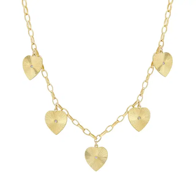 Jennifer Meyer Small Edith Link Necklace with Mini 70s Heart Accents