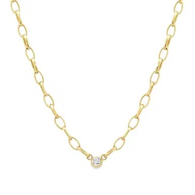Jennifer Meyer Small Edith Link Necklace with Single Diamond Bezel Accent | Thumbnail 1 Jennifer Meyer Small Edith Link Necklace with Single Diamond Bezel Accent | Thumbnail 1