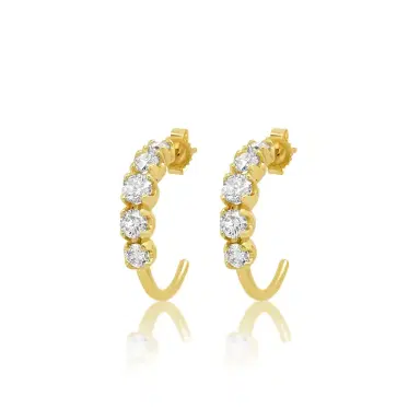 Jennifer Meyer Small Graduated Diamond Hoops | Thumbnail 1 Jennifer Meyer Small Graduated Diamond Hoops | Thumbnail 1