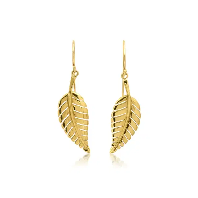 Jennifer Meyer Small Leaf Drop Earrings