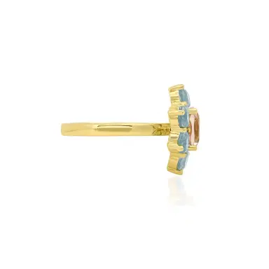 Jennifer Meyer Statement Aquamarine Flower Ring with Morganite Center | Thumbnail 3 Jennifer Meyer Statement Aquamarine Flower Ring with Morganite Center | Thumbnail 3