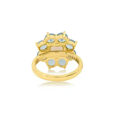 Jennifer Meyer Statement Aquamarine Flower Ring with Morganite Center | Thumbnail 4 Jennifer Meyer Statement Aquamarine Flower Ring with Morganite Center | Thumbnail 4