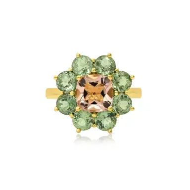 Jennifer Meyer Statement Mint Tourmaline Flower Ring With Morganite Center | Thumbnail 2