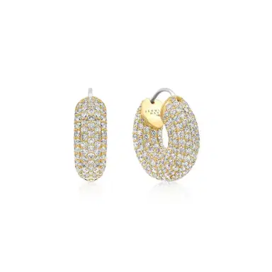 Jennifer Meyer Tubular Huggies with Diamond Pave | Thumbnail 2 Jennifer Meyer Tubular Huggies with Diamond Pave | Thumbnail 2
