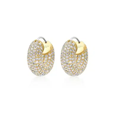 Jennifer Meyer Tubular Huggies with Diamond Pave | Thumbnail 1 Jennifer Meyer Tubular Huggies with Diamond Pave | Thumbnail 1