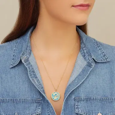 Jennifer Meyer Turquoise Inlay and Diamond Pave Good Luck Necklace | Thumbnail 4