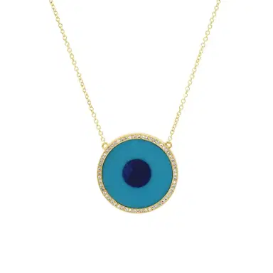 Jennifer Meyer Turquoise Inlay Evil Eye Necklace with Diamonds | Thumbnail 2