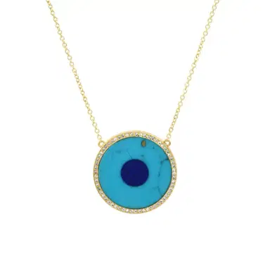 Jennifer Meyer Turquoise Inlay Evil Eye Necklace with Diamonds | Thumbnail 1