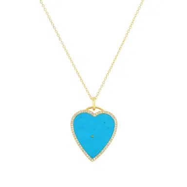 Jennifer Meyer Turquoise Inlay Heart Necklace with Diamonds | Thumbnail 2