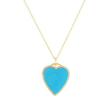 Jennifer Meyer Turquoise Inlay Heart Necklace with Diamonds | Thumbnail 1