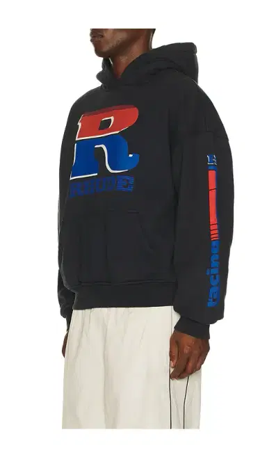 Rhude Split Petrol Logo Hoodie | Thumbnail 2 Rhude Split Petrol Logo Hoodie | Thumbnail 2