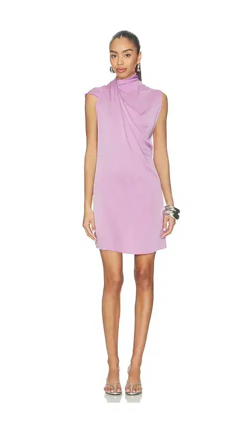 Atlein Draped Neckline Sleeveless Dress