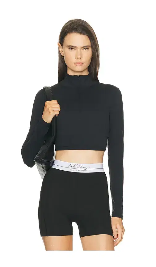 Gold Hinge Athletic Half Zip Crop Top