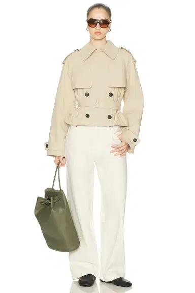 L'Academie Kimmi Cropped Trench Jacket | Thumbnail 7