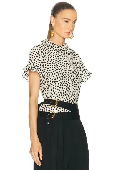 Chloé Ruffle Front Short Sleeve Top | Thumbnail 2