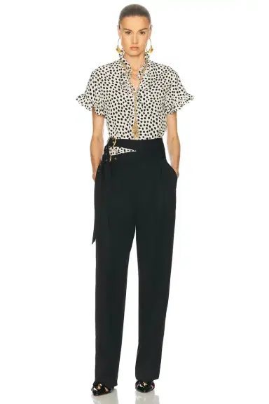 Chloé Ruffle Front Short Sleeve Top | Thumbnail 4