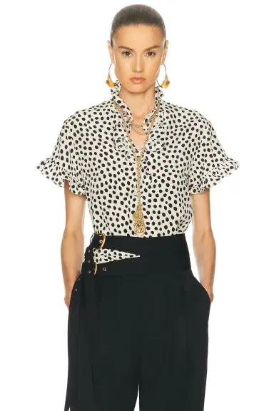 Chloé Ruffle Front Short Sleeve Top | Thumbnail 1