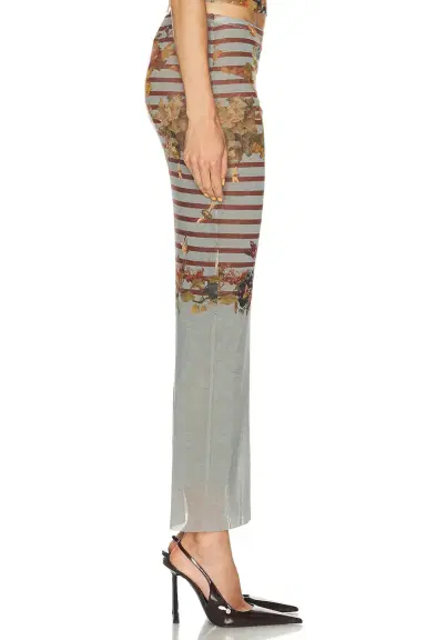 Jean Paul Gaultier Mesh Printed Marinière Grape Long Skirt | Thumbnail 3
