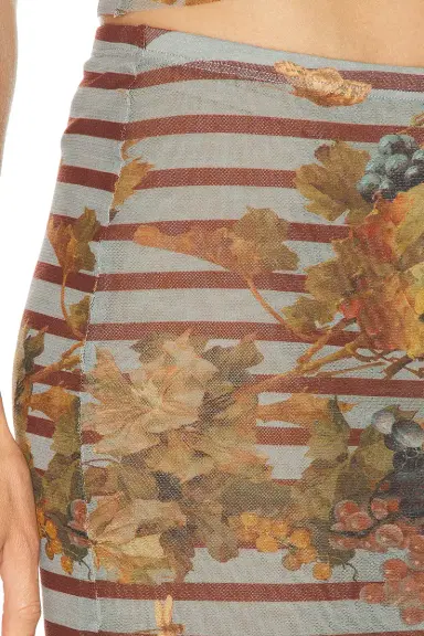 Jean Paul Gaultier Mesh Printed Marinière Grape Long Skirt | Thumbnail 6