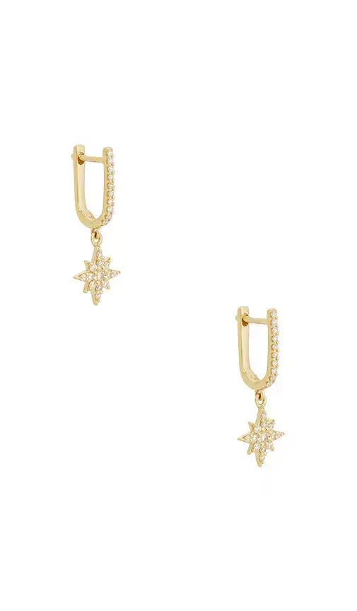STONE AND STRAND Northern Star Pave Huggie Earrings
