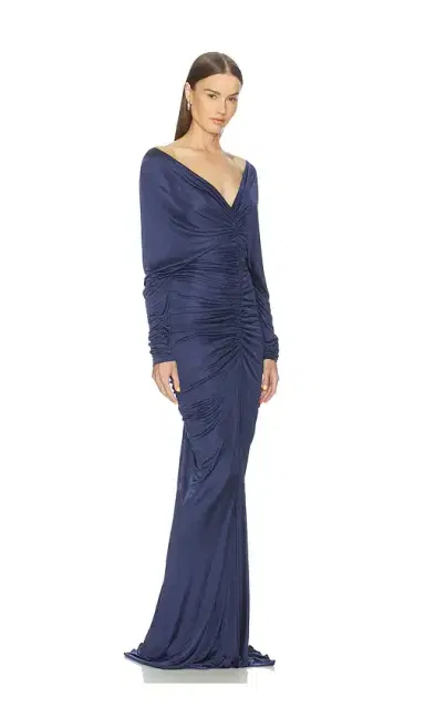 Atlein V Neck Ruched Gown | Thumbnail 2