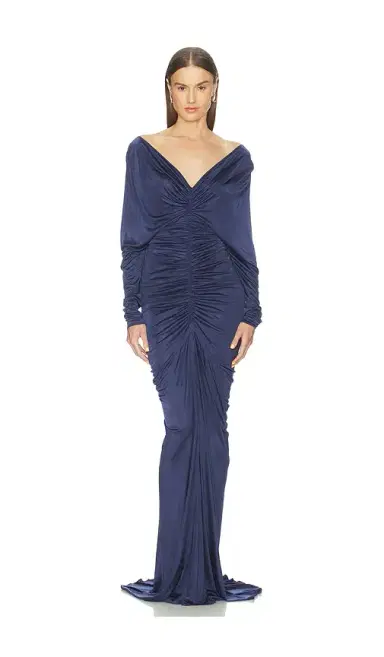 Atlein V Neck Ruched Gown | Thumbnail 1