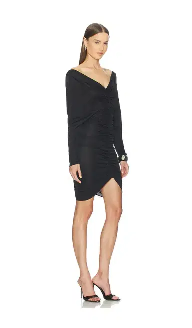 Atlein V Neck Ruched Short Dress | Thumbnail 2 Atlein V Neck Ruched Short Dress | Thumbnail 2