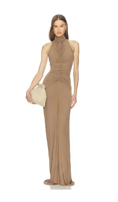 Atlein Halter Neck Front Ruched Gown | Thumbnail 1