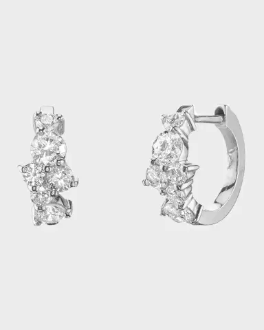 Sydney Evan 14k White Gold Diamond Huggie Hoop Earrings | Thumbnail 2