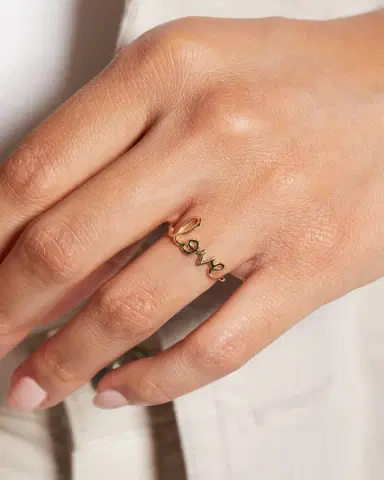 Sydney Evan 14k Yellow Gold Pure Love Script Ring | Thumbnail 2 Sydney Evan 14k Yellow Gold Pure Love Script Ring | Thumbnail 2