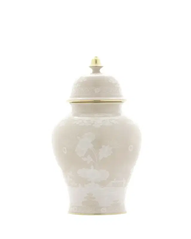 GINORI 1735 Oriente Italiano Meringa Large Potiche Vase - 15"
