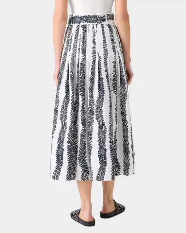 Akris punto Scribble Pleated Cotton Poplin Midi Skirt With Belt | Thumbnail 7 Akris punto Scribble Pleated Cotton Poplin Midi Skirt With Belt | Thumbnail 7
